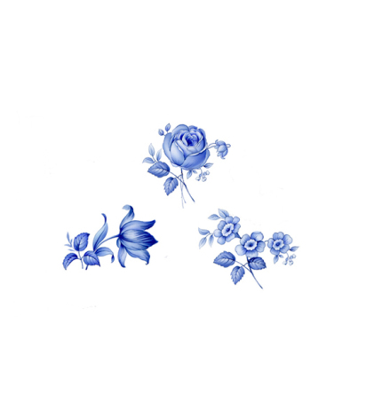 Bl� delft 24 mm ark med 16 set av 3 olika blommor