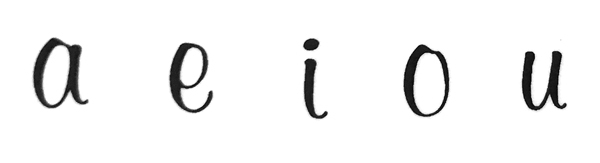 Alfabet elegant vokaler - 5 mm - 3 set vokaler