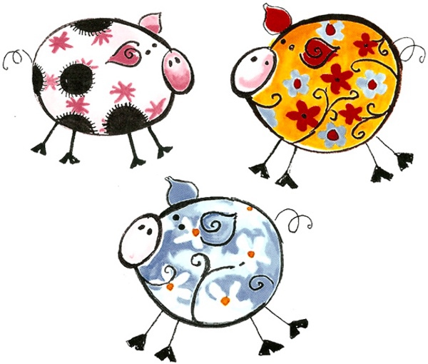 Glada grisar 45 mm - set av 3 st.