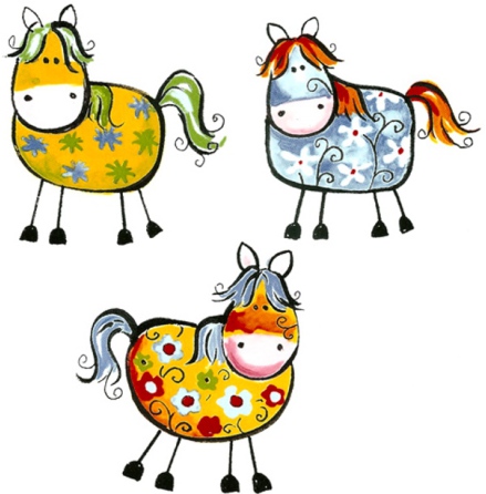 Glada h�star 45 mm - set av 3 st.