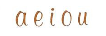 Alfabet sepia elegant vokaler - 5 mm - 4 set vokaler