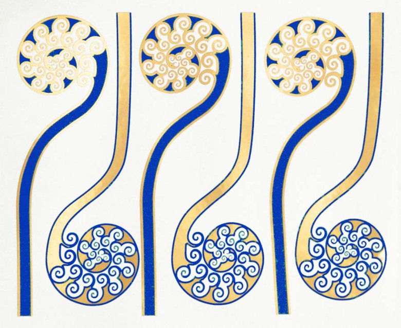 Ormbunke stiliserad - Guld/Bl�