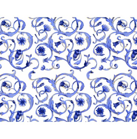 Bl�/gyllene snirkel 70x50cm - mica guld